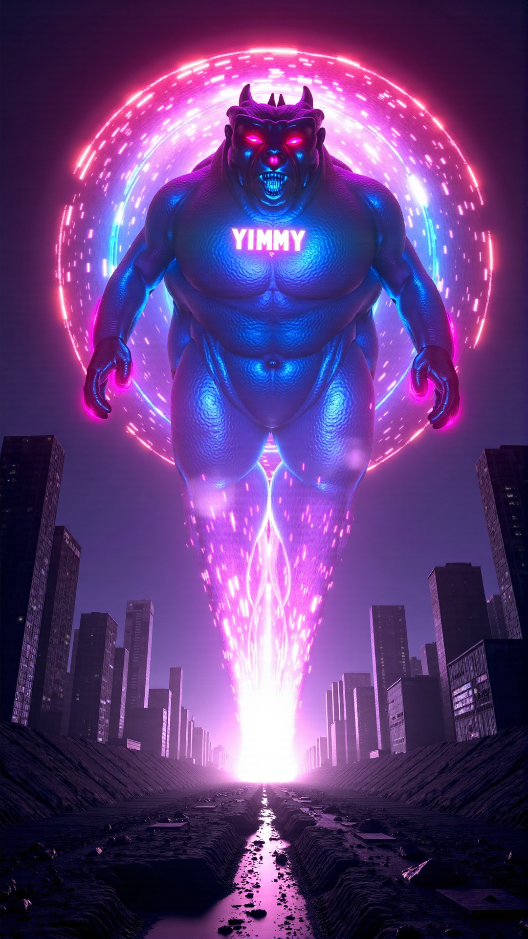 Mystical Qilin in Cyberpunk Forest